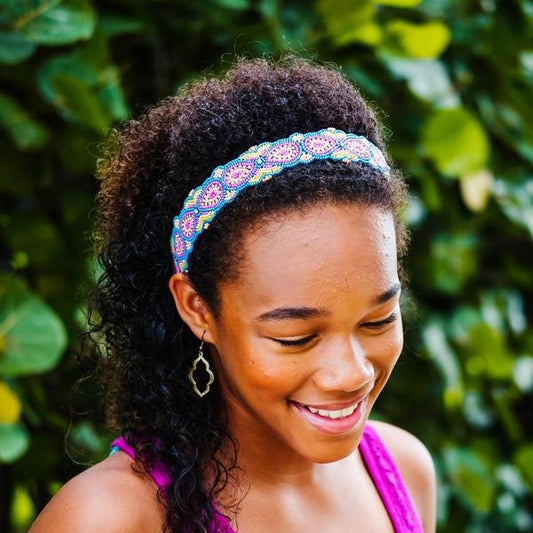 Molli Beaded Headband - pink and pastel color beads