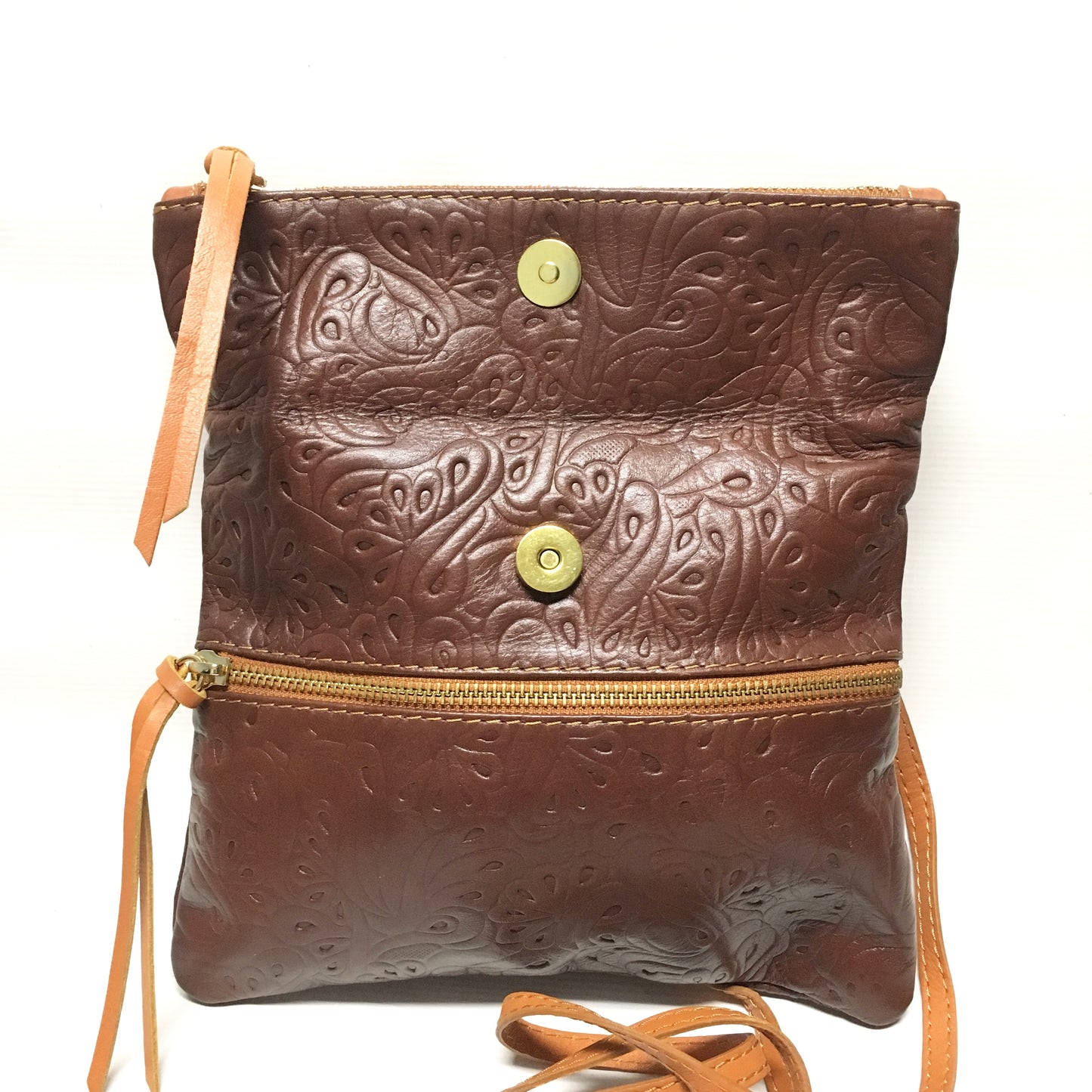 italian handbag, brown leather purse, tooled leather, italian purse